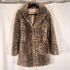 Y2K Qed London Leopard Print Faux Fur Coat XS